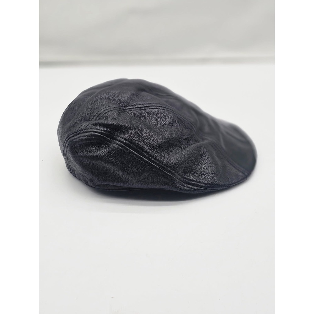 Wilsons Leather Flat Cap Men's S/M Black Pebbled Driver Hat - Picture 3 of 8